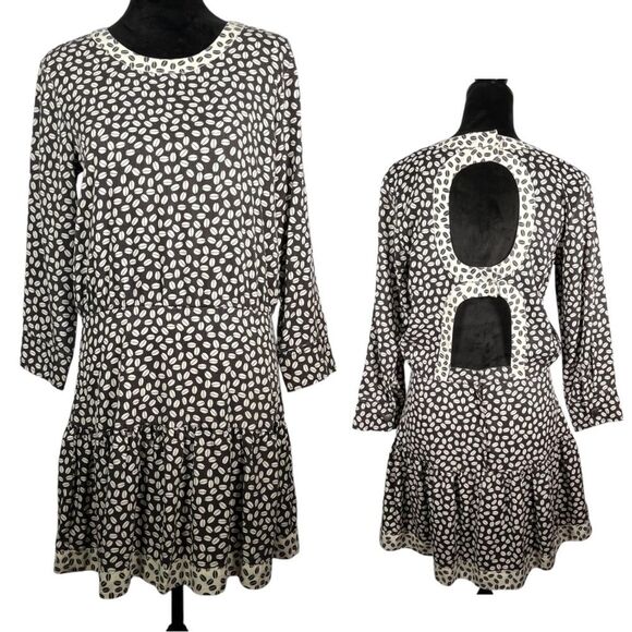 Current/Elliott Dresses & Skirts - Current/Elliott Ruffle Dress Black White Print Cut Out Back Flirty Polka Dot